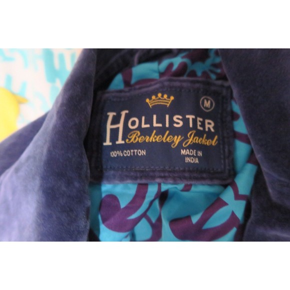 VTG Hollister Berkeley Jacket Velvet Lounge Cigar Sport Coat Size Medium Blue - Picture 2 of 5